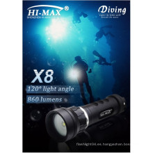 Hi-Max CREE XM-L2 U2 buceo bajo el agua 2 * 18650 batería fotografía Submarino de buceo de luz de vídeo